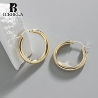 Bijoux personnalisés, boucles d'oreilles créoles classiques plaquées or 18 carats, boucles d'oreilles créoles fines en or et argent pour femmes