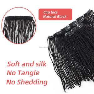 0.1cm Clip dans l'extension de cheveux Afro Kinky Curly Interlocs 100% cheveux humains Dreadlocks extensions de locs noirs naturels pour femme noire - Product Image 5