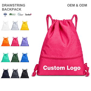 Sacs à cordon étanches en polyester, sacs à dos à cordon avec logo personnalisé, sacs à dos de sport en tissu Ripstop, sacs à dos de voyage, 4 tailles - Product Image 1