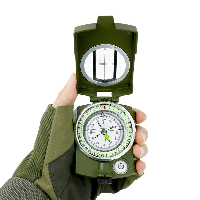 JSJM Multifunctional Compass All Metal Waterproof High Accuracy Compass with Bubble Level for Outdoor Activities