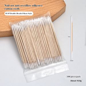 7cm Disposable Double Head Wood Cotton Swab Brush Ultra Micro Eyelash Glue Remover Makeup Cleaning <b>Tool</b> - Product Image 2