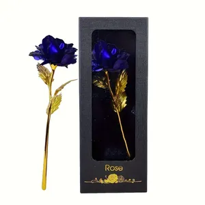Élégante boîte cadeau 1 pièce en feuille d'or avec rose artificielle sans plumes, pour la Saint-Valentin et la Fête des Mères, plante décorative - Product Image 5