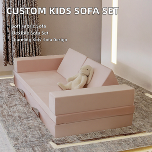 Ensemble de canapé modulaire pour enfants personnalisable, design mignon, rangement pliable, salon, chambre à coucher, école, salle à manger, salle de bain, utilisation ODM/OEM, tissu - Product Image 2