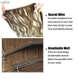 Calyia tóc thô mở rộng không có clip WHIT dây vô hình bí mật dòng cá tóc thẳng hairpieces Đỏ Xanh Hồng Ombre màu - Product Image 4