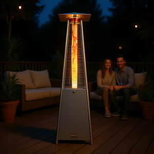 Calentador de Patio de Propano Silver Pyramid de 48000 Btu con Ruedas para Patios Exteriores, Diseño Moderno, Encendido Piezoeléctrico - Product Image 2