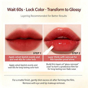 <span class=keywords><strong>AGAG</strong></span> Rouge à lèvres double embout effet vernis brillant et fini velours mat, longue tenue, fixateur de couleur, anti-transfert, brillance miroir, teinte à lèvres - Product Image 4