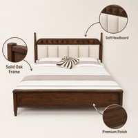 Ensemble de meubles de chambre à coucher personnalisable en chêne massif blanc crème, rembourré en cuir écologique, fabrication haut de gamme