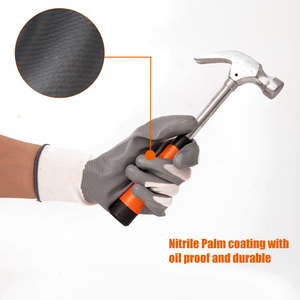 Guantes de Trabajo Recubiertos de Nitrilo de Poliéster 13G, Agarre Firme Ergonómico, Antideslizantes, Guantes de Protección Personal para Mantenimiento Mecánico - Product Image 4