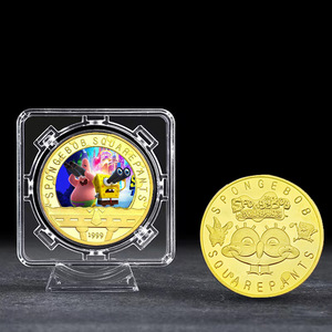 Colección personalizada Metal Craft Anime <span class=keywords><strong>Bob</strong></span> <span class=keywords><strong>Esponja</strong></span> SquarePants 24K Moneda chapada en oro con caja en stock - Product Image 2
