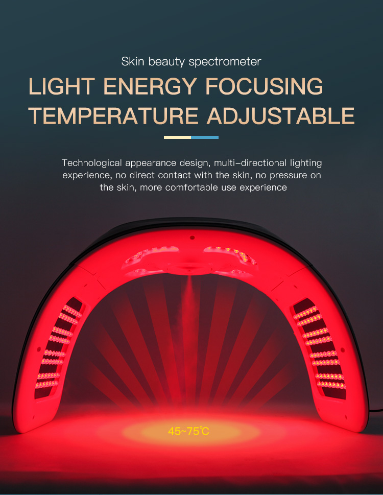 New 7 Color Skin Tightening Nano Spray Facial Panel Face Mask PDT LED Light Therapy Device With Steamer