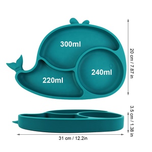 Assiette en silicone personnalisée, production de moules sur mesure, vaisselle pour bébé, vente en gros d'usine, OEM, ensemble d'assiettes de couleur personnalisée - Product Image 3