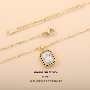 Collar con Colgante Geométrico con Engaste de Circonita en Aleación de Cobre, Joyería Fina para Uso Diario - Product Image 2