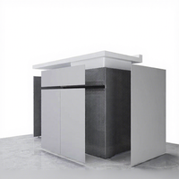 Meuble de buanderie en aluminium à grands panneaux pour balcon avec évier en quartz, armoire de lavage intégrée pour la maison