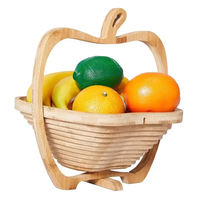 Étagère de cuisine pliable en bambou sur pied pour légumes et panier de rangement pour fruits, de qualité alimentaire, vente en gros