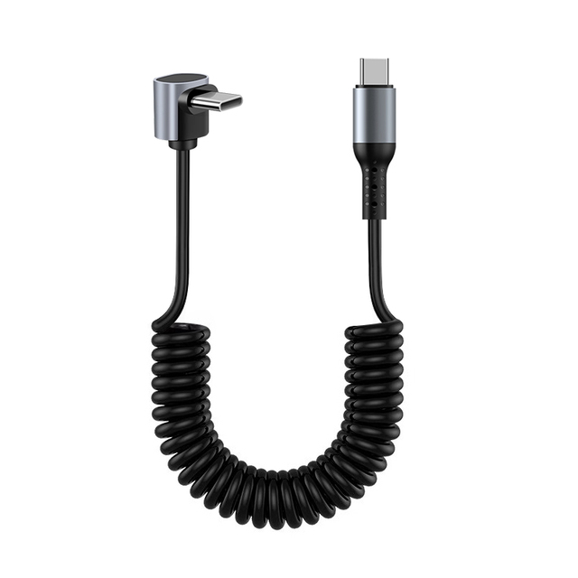 100W 6A Super Fast Charging USB Type C Spring Data Cable 2m PVC Jacketed Retractable Power Bank Charger with Smart Quick Charger