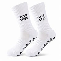 Chaussettes de football antidérapantes à rayures contrastées personnalisées pour hommes, avec grip, pour l'entraînement sportif et les matchs, faible MOQ