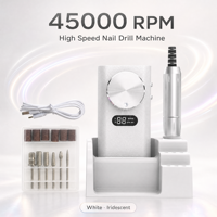 Perceuse à ongles électrique portable 45000 tr/min, rechargeable sans fil avec écran LCD et chargement Type C, vente en gros OEM