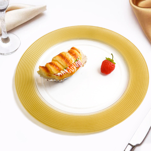 Engraved Clear Round Serving Tray, Clear Plastic Attractive Tray with Gold