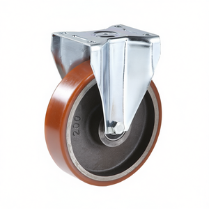 ล้อพร้อมแกนเหล็กหล่อ แผ่นรองรับแบบยึดติด ลูกกลิ้งยางแบบหนัก - Product Image 2
