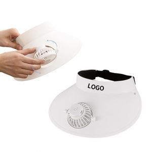 Casquette d'été personnalisable avec logo, visière réglable en plastique, mini-chapeau rigide rechargeable par USB avec ventilateur rafraîchissant pour femme - Product Image 1