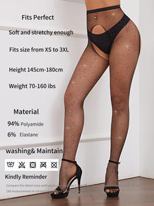 Manufacturer Wholesale <strong>Sparkly</strong> Sexy Nylon Party Pantyhose Mesh Diamond <strong>Tights</strong> High Waist Rhinestone Stockings Fishnets for Women - Product Image 4