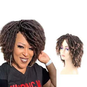 Tóc Giả Ngắn Giả Locs Tóc Giả Màu Đen Dreadlock Tóc Giả Cho Phụ Nữ Da Đen Và Nam Giới Afro Xoắn