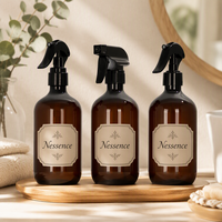 Flacons pulvérisateurs personnalisés en plastique ambre noir de qualité supérieure pour désinfectant pour les mains, 200 ml, 300 ml, 500 ml, avec pulvérisateurs à gâchette pour brume d'eau
