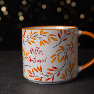 Taza de cerámica al por mayor de 13oz, regalo de promoción con logotipo personalizado con tapa, segura para alimentos para oficina, cafetería, uso diario - Product Image 4