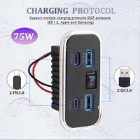Siège de bus de voiture à charge rapide étanche 12V 24V Prise de chargeur de port USB avec interrupteur Double Usb a et Double Usb C