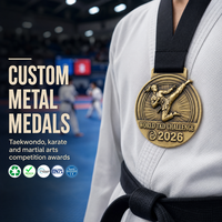 Médaille de Taekwondo personnalisée en alliage de zinc bronze antique, récompense 3D pour arts martiaux avec ruban pour compétition sportive et souvenir