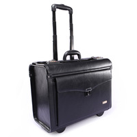 2024 haute qualité personnalisé rétro PU cuir pilote sac en aluminium compagnie aérienne embarquement bagages chariot valise serrure usage commercial