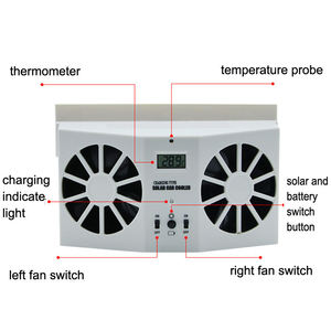 พัดลมระบายอากาศไฟฟ้าพลังงานแสงอาทิตย์ชาร์จไฟได้ขนาด6นิ้วแบบพกพาสำหรับรถยนต์ - Product Image 4