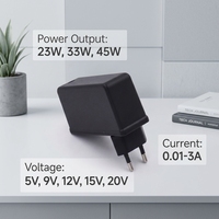 Chargeur mural rapide USB AC/DC 15W 27W 30W 33W 5V 9V 12V 15V 20V avec adaptateur d'alimentation à découpage et prises UK, AU, US, EU