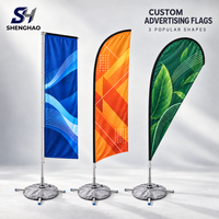 Drapeau publicitaire personnalisé en polyester imprimé numériquement, résistant au vent (35 mph), avec mât en fibre de carbone et kit de matériel complet