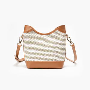 Sac à bandoulière en paille tressée avec fermeture ouverte, doublure en polyester, garniture en cuir, sac hobo bandoulière pour la plage, les voyages et l'usage quotidien - Product Image 3