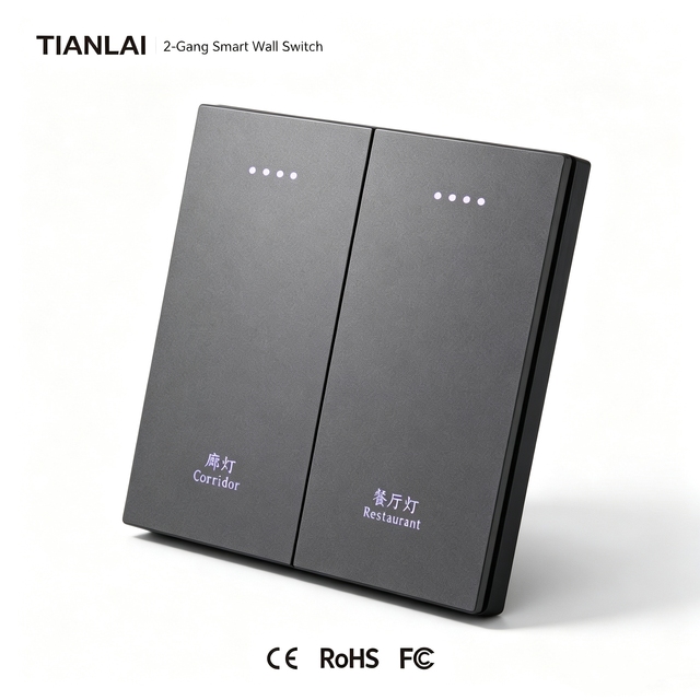 TianLai In-Wall Smart Light Switch Zigbee Tuya Touch Panel No Neutral Capacitor Works With Alexa Google Home