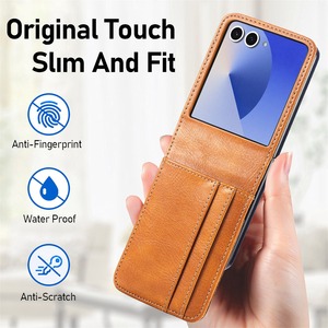 Étui de téléphone portable portefeuille en cuir PU de luxe avec fentes pour cartes compatible avec les modèles Samsung Z Flip 3 <span class=keywords><strong>4</strong></span> 5 6 7 FE - Product Image 6