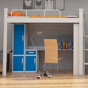 Недорогие двухъярусные кровати с рабочим столом, стол для взрослых, металлическая двухъярусная кровать в общежитии - Product Image 4