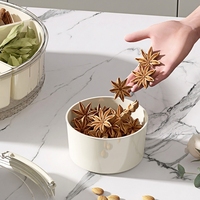 Grande boîte de rangement rotative à six compartiments pour épices, plateau transparent pour collations avec couvercle et poignée pour réfrigérateur et cuisine
