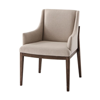Chaise de salle à manger en bois massif avec pieds en bois, design populaire, tissu d'ameublement de luxe en gros, pour café et restaurant