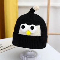 Vente en gros directe d'usine, bonnet tricoté pour bébé de 1 à 5 ans, motif d'oiseau mignon, doublure en polaire douce, bonnet pour enfant, usage quotidien en hiver