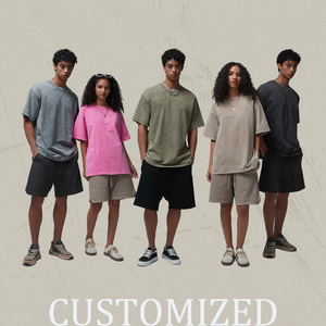 T-shirt délavé effet vieilli 275G, haute qualité, style ample, logo personnalisé, t-shirt uni de haute qualité pour homme, fabrication - Product Image 2