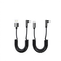 Câble de charge rapide pour voiture Type-C coudé à ressort 120W pour iPhone 16/17, Vivo, OPPO - Matériau PVC