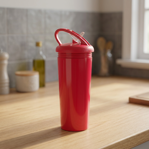 Botella de Agua Reutilizable de Plástico, Aislada, Libre de BPA, de 500 ml, Color Rojo, con Diseño Moderno Antiderrames para Ciclismo - Product Image 1