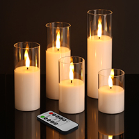 Ensemble de 5 bougies LED scintillantes à lumière chaude en verre blanc écologiques de Matti pour la décoration de la maison, les mariages et les fêtes