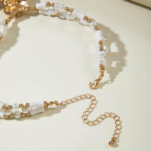 YG-81ทำด้วยมือปรับได้หลายคู่2ชั้นคอเครื่องประดับผู้หญิงลูกปัดอะคริลิคไข่มุกสร้อยคอยาวพู่ห้อยดอกไม้ - Product Image 4