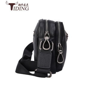 Bolso de hombro de cuero genuino para hombre Tiding, bandolera de piel de becerro negra, moda informal, verano 2019 - Product Image 1