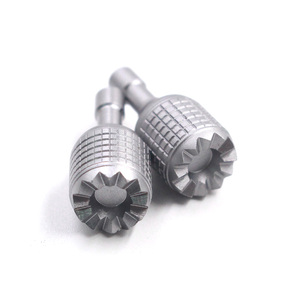定制铝合金喷砂银色防滑方形滚花锯齿边缘锁紧内螺纹数控车削手旋钮 - Product Image 1