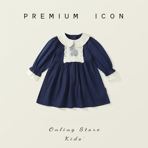 Vendita all'Ingrosso di Abiti Principessa Blu Navy a Maniche Lunghe con Ricamo a Coniglio per Bambine, Autunno 2025 - Product Image 6