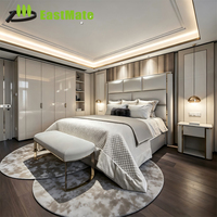 Ensemble de chambre à coucher de luxe moderne, lit king size, mobilier d'hôtel haut de gamme, cadre de lit en bois avec tête de lit pour maison, appartement, complexe hôtelier